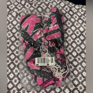 PINK by Victoria's Secret Hot Pink and Black Graphic Fringe Scarf